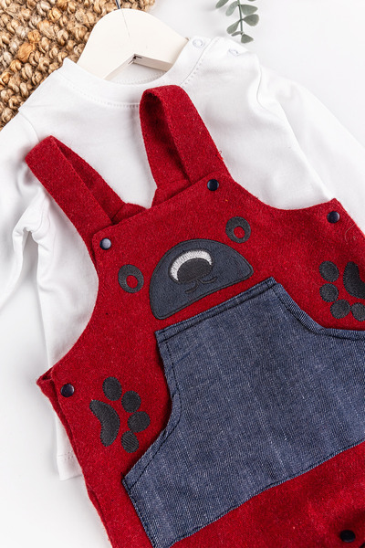 Babymod Teddy Bear Embroidered Baby Boy Jumpsuit Salopet Set