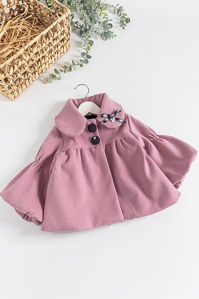 Babymod Baby Girl Coat with Balloon Sleeves and Collar