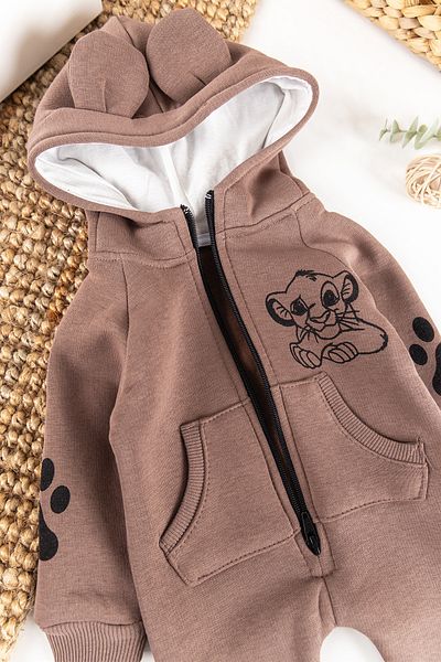 Babymod Hooded Baby Boy Jumpsuit with Lion Figure