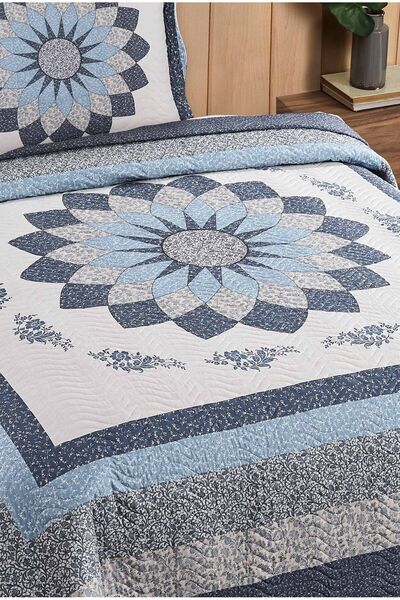 Örtüm Gloria Mavi Tek Kişilik Kapitone Yatak Örtüsü