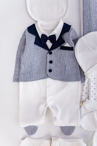 Babymod 10 Piece Baby Boy Hospital Outlet Baby Set with Bow Tie Jacket and Overalls