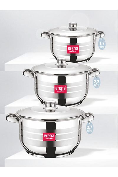 ERENA 16*18*20 cm Pipe Handle Steel Pot Set