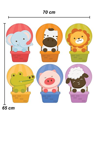 Sepet Yıldızı 70x65 Cm Cute Animal Sticker in Balloon for Kids Room