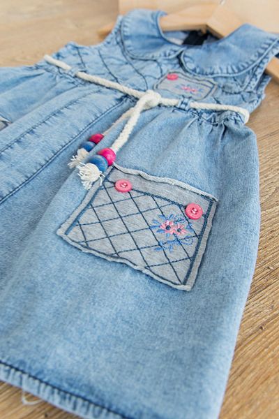 Babymod Girl's Strap Summer Denim Dress Children's Gilet