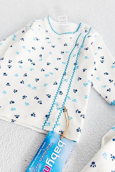 Babymod Front Snap Paw Patterned Double Baby Set