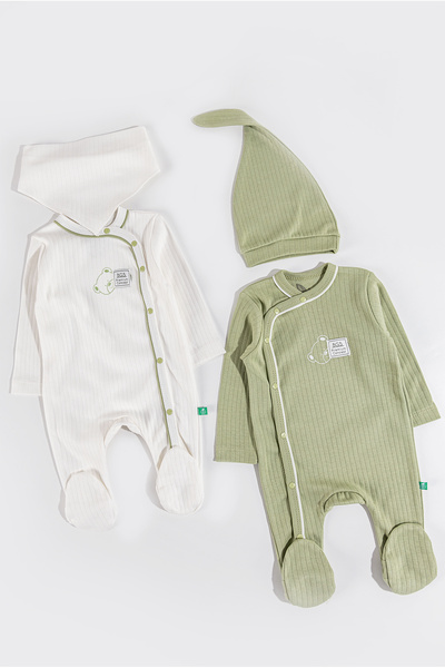 Babymod Ayıcık Baskılı 2'li Uzun Kollu Kız/erkek Bebek Tulum Takım