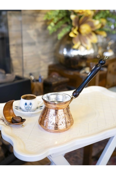 Bakır Concept 4-person Copper Colored Shaped Comb Model Coffee Pot - Embroide...