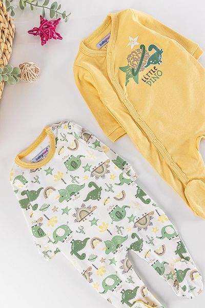 Babymod Dino Figured Long Sleeve 2-Piece Baby Boy Jumpsuit Set