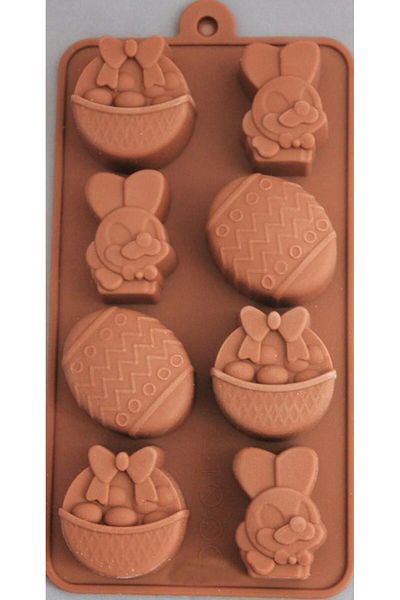 hobs Egg Rabbit Silicone Mold Chocolate Muffin Soap Scented Stone Candle Epoxy Mold with 8 Holes