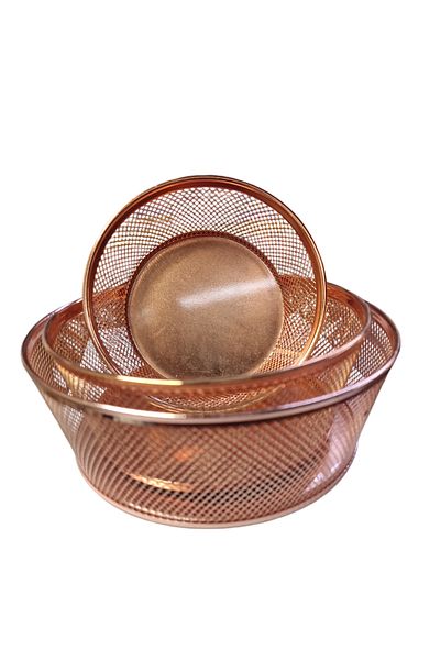 Matar Endüstriyel Mutfak Ekipmanları 3 Size Copper Color Metal Presentation Basket