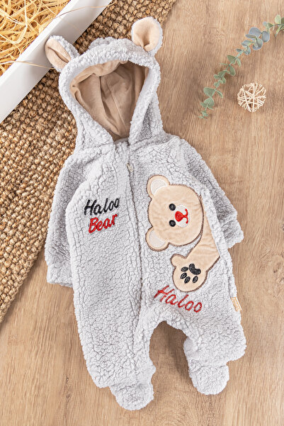 Babymod Ayıcık Figürlü Kapüşonlu Kışlık Welsoft Bebek Tulum