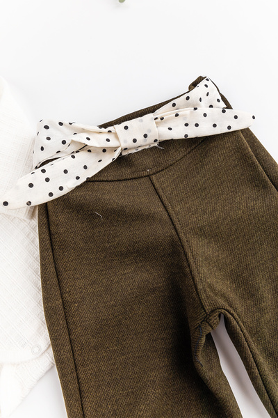 Babymod Baby Collared Self Patterned Baby Girl/Child Trousers Set