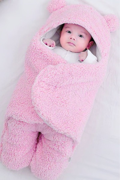 Mai Perla 0 - 12 Months Welsoft Outer Swaddle Baby Blanket with Fiber Ears