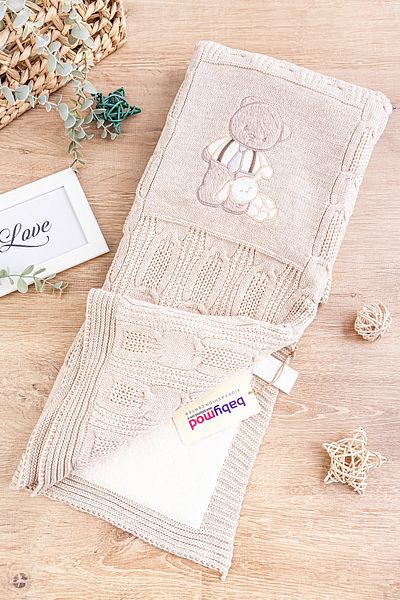 Babymod Teddy Bear Figured Knitwear Baby Blanket