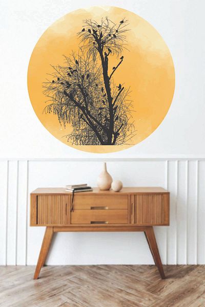 Sepet Yıldızı 60x60 Cm Landscape Wall Sticker - Trees and Birds