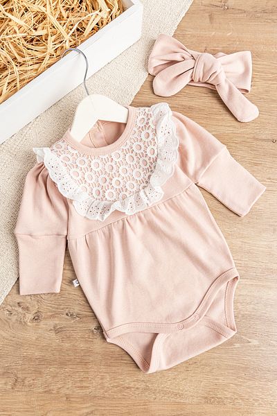 Babymod Baby Girl Jumpsuit with Laced Bandanas Baby Snap Bodysuit