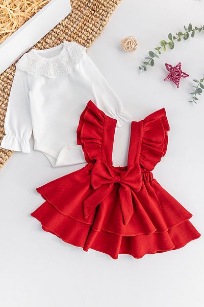 Babymod Frilly Bow 2-Piece Baby Girl Dress Body Set