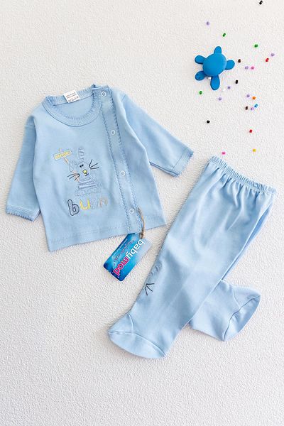Babymod Double Baby Boy Set with Front Snap Fasteners and Rabbit Figure
