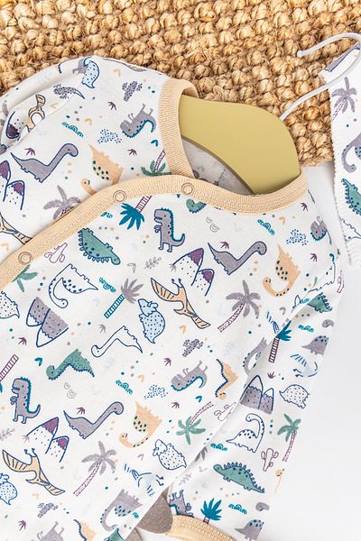 Babymod Dino Figured 2-Piece Long Sleeve Baby Girl/Boy Jumpsuit Set