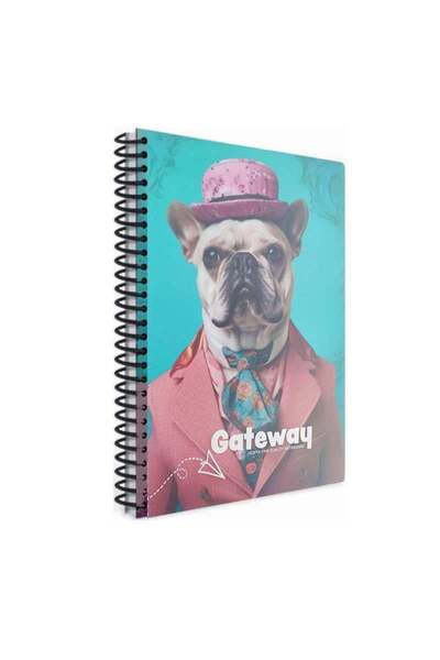 Gıpta Gateway Spiralli İngiliz Buldog Plastik Kapak 80 Yaprak A4 Kareli Defter