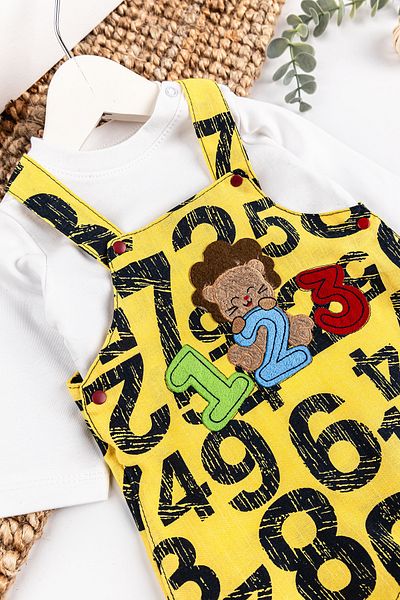 Babymod Figure Embroidered Baby Boy Jumpsuit Salopet Set