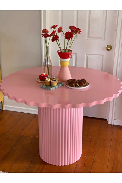 BÜYÜK İNCİ Yuvarlak Ahşap Çiçek Şekilli Yemek Masası