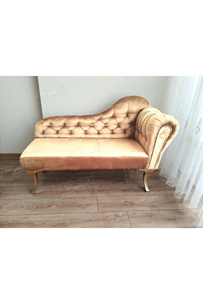 aldagelsin Ters Kol Dekoratif Bihter Koltuk Josefin Puf 110 cm Gold Ayak