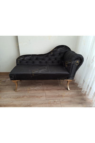 aldagelsin Ters Kol Dekoratif Bihter Koltuk Josefin Puf 110 cm Gold Ayak