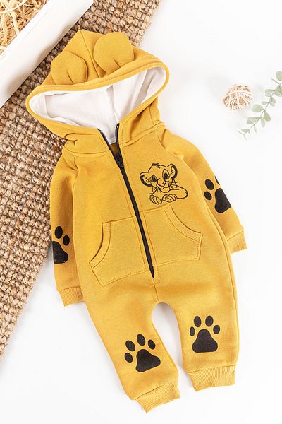 Babymod Hooded Baby Boy Jumpsuit with Lion Figure