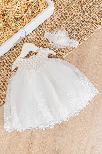Babymod Flower Patterned Bandana Baby Girl Evening Dress Baby Mevlütlük