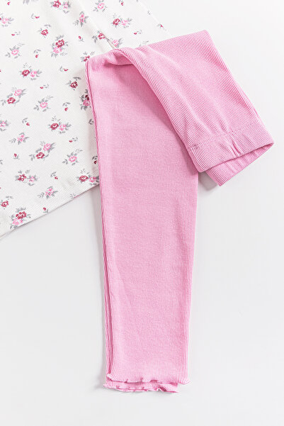 Babymod Flower Patterned Frilly Girl's Pajama Set