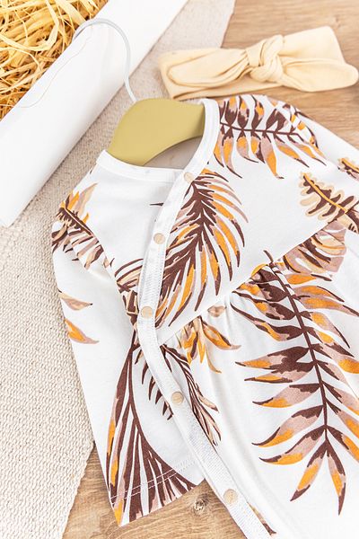 Babymod Leaf Patterned Front Snap Bandana Baby Girl Jumpsuit