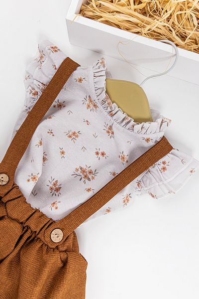 Babymod Floral Patterned Shirt Baby Girl Salopet Dress Set