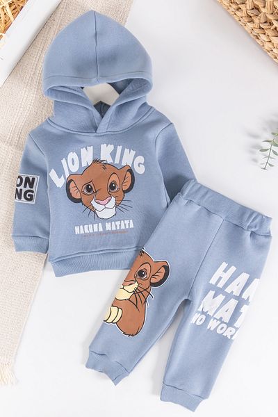 Babymod Hooded Baby Boy Set with Lion Figure and Cotton Inside