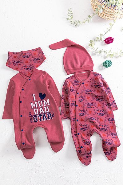 Babymod طقم رومبير للأطفال مكون من قطعتين مطبوع عليه عبارة "I Love Mum & Dad