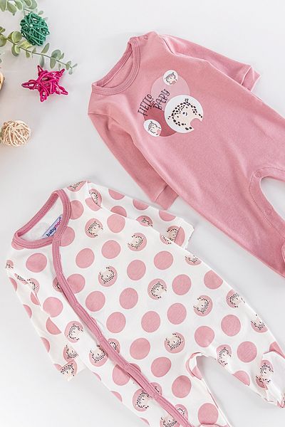 Babymod Leopard Figured Polka Dot Long Sleeve 2-Piece Baby Girl Jumpsuit Set