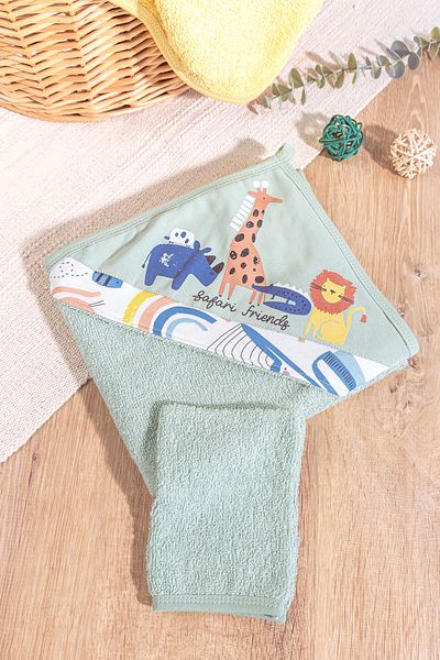 Babymod Safari Themed 2 Piece Cotton Baby Towel Set
