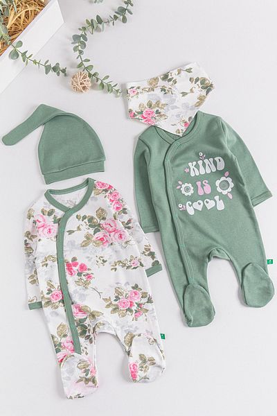Babymod Floral Patterned 2-Piece Long Sleeve Baby Girl Jumpsuit Set
