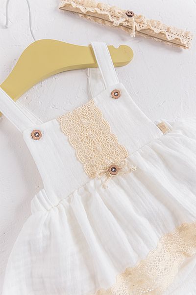 Babymod Laced Bandana Muslin Strap Summer Baby Girl Jumpsuit