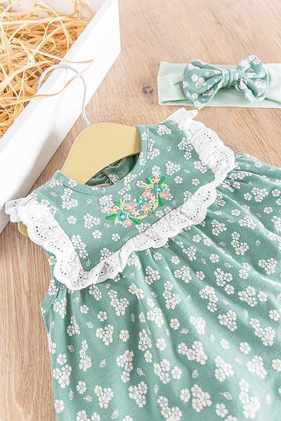 Babymod Floral Patterned Bandana 3-Piece Baby Girl Dress Set