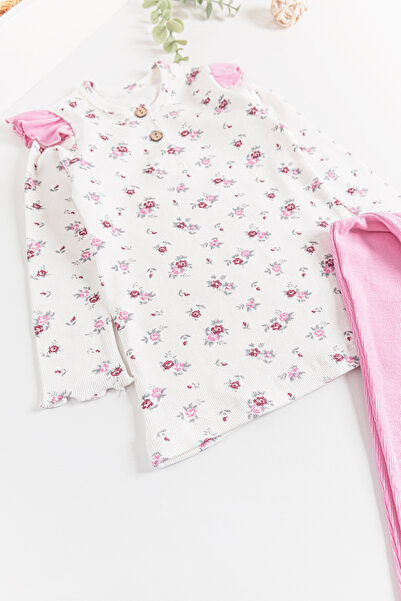 Babymod Flower Patterned Frilly Girl's Pajama Set