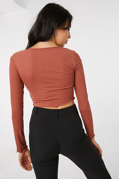 Ardene Lace Criss-Cross Ribbed Top