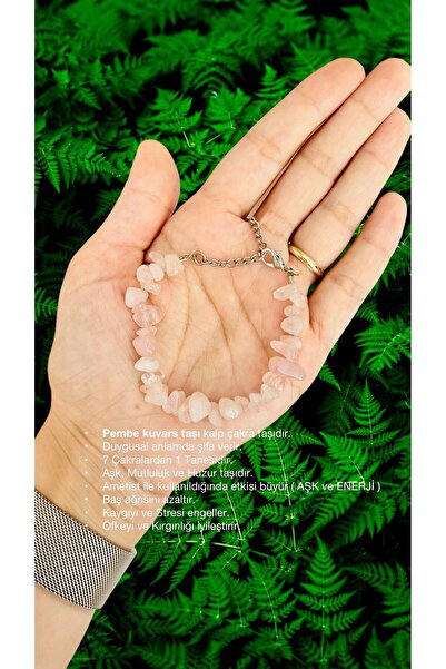 Kehribarkolyecimm Pembe kuvars bileklik