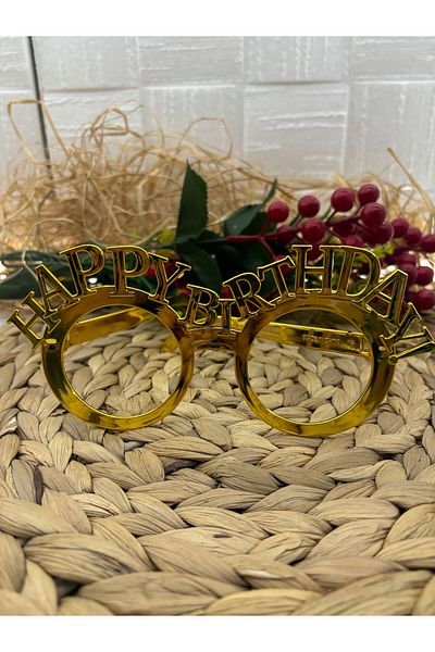 Deniz Party Store Gold Color Happy Birthday Plastic Glasses - 1 Piece Party Accessory