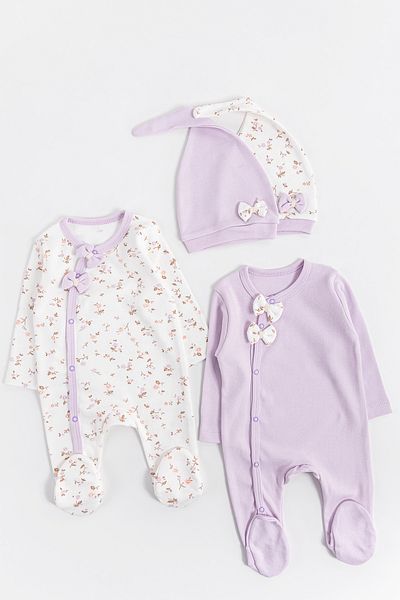 Babymod Floral Patterned 2-Piece Long Sleeve Baby Girl Jumpsuit Set