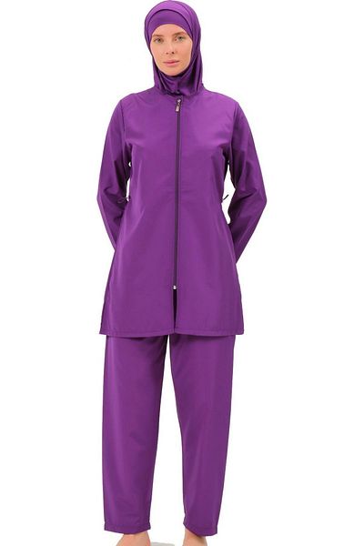Argisa Purple Hijab Swimsuit - Long Sleeve, Solid Full - 7101