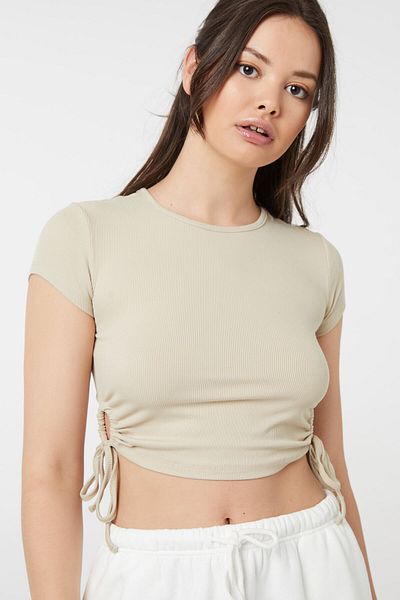Ardene Ruched Cut Out Ultra-Crop Tee