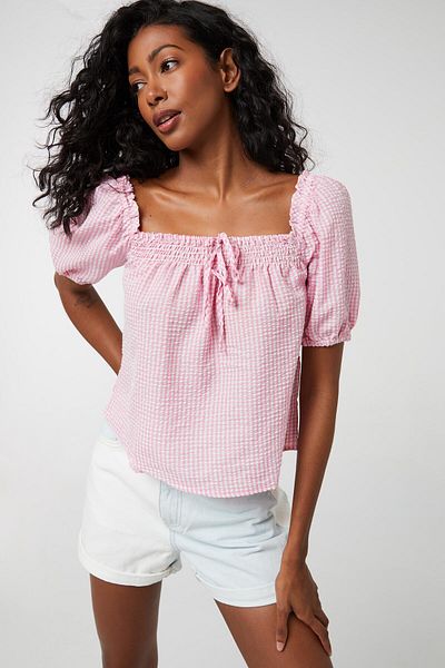 Ardene Gingham Peasant Blouse
