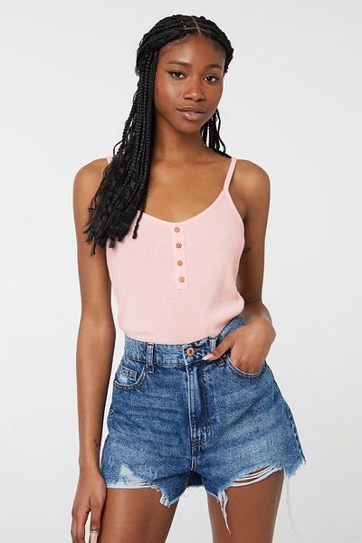 Ardene Button Accent Tank Top
