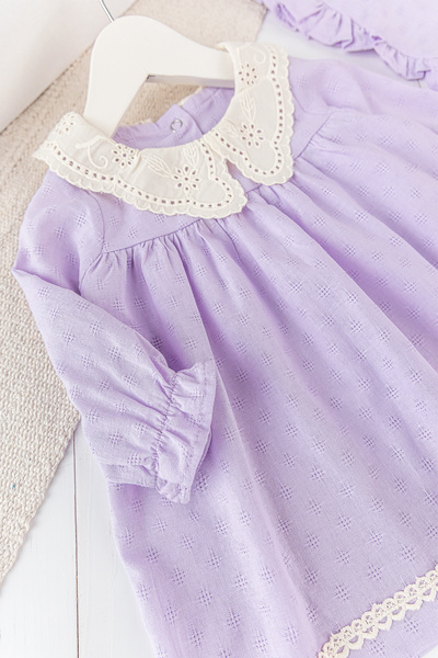 Babymod Güpür Yakalı Uzun Kollu Şapkalı Kız Bebek Elbise